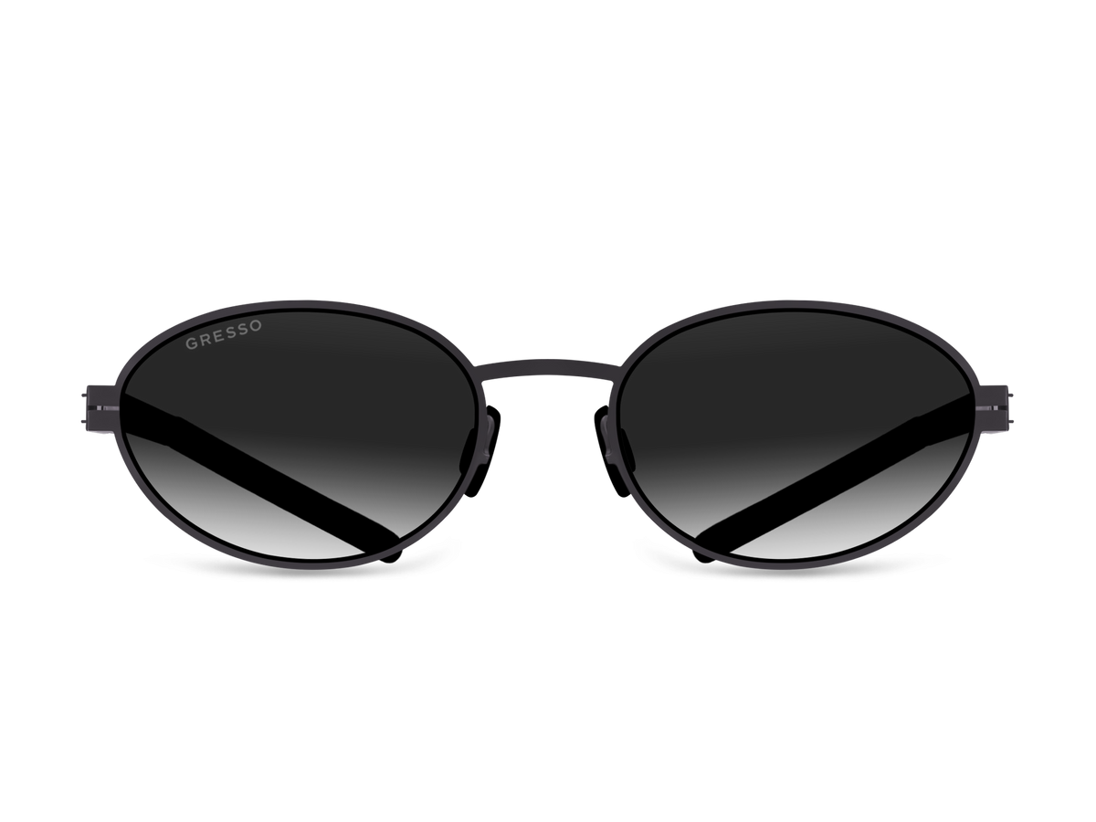 Черные женские солнцезащитные очки GRESSO Gwyneth, круглые, изготовленные из титана, с поляризационными линзами Zeiss #color_серый градиент