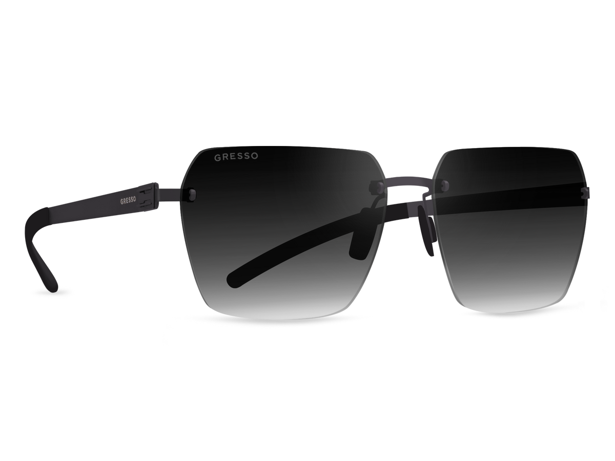 Безоправные солнцезащитные очки GRESSO Montblanc, прямоугольные, изготовленные из титана, с поляризационными линзами Zeiss #color_серый градиент