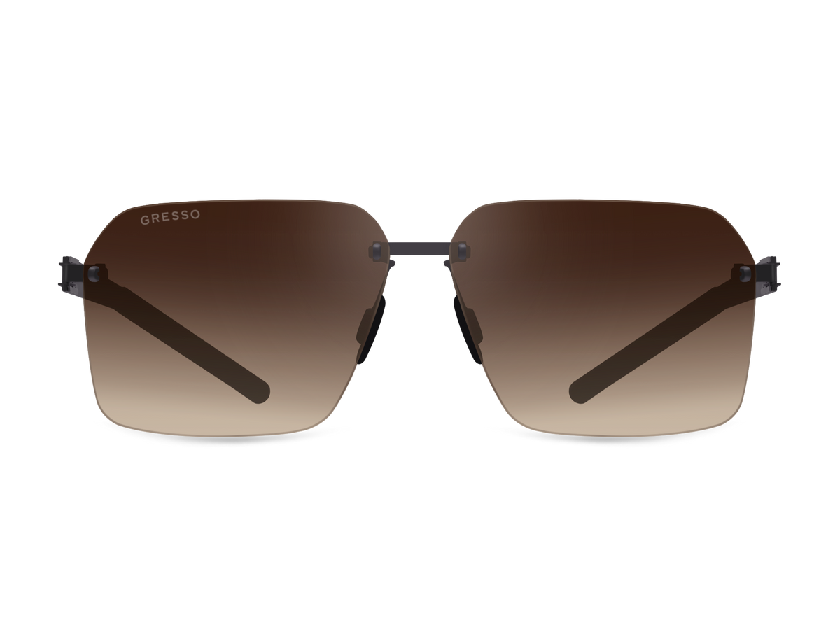 Безоправные солнцезащитные очки GRESSO Monterey, прямоугольные, изготовленные из титана, с поляризационными линзами Zeiss #color_коричневый градиент
