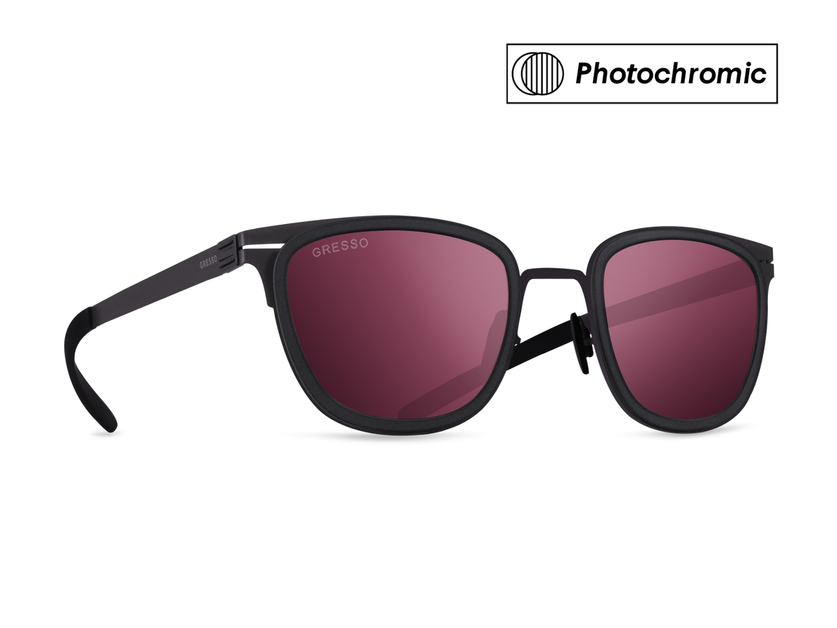 Черные мужские солнцезащитные очки-хамелеоны San Remo, вайфареры, изготовленные из титана, с фотохромными линзами Zeiss #color_фиолетовый монолит / фотохром