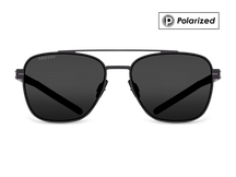 Черные мужские солнцезащитные очки GRESSO Dublin в стиле авиатор, изготовленные из титана, с поляризационными линзами Zeiss #color_серый монолит / поляризация