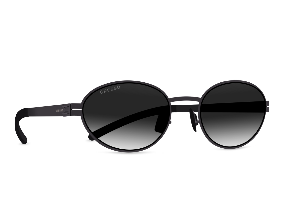 Черные женские солнцезащитные очки GRESSO Gwyneth, круглые, изготовленные из титана, с поляризационными линзами Zeiss #color_серый градиент