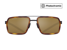 Черные мужские солнцезащитные очки GRESSO Helsinki в стиле авиатор, изготовленные из титана, с фотохромными линзами Zeiss #color_коричневый монолит / фотохром