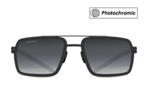 Черные мужские солнцезащитные очки GRESSO Helsinki в стиле авиатор, изготовленные из титана, с фотохромными линзами Zeiss #color_серый монолит / фотохром