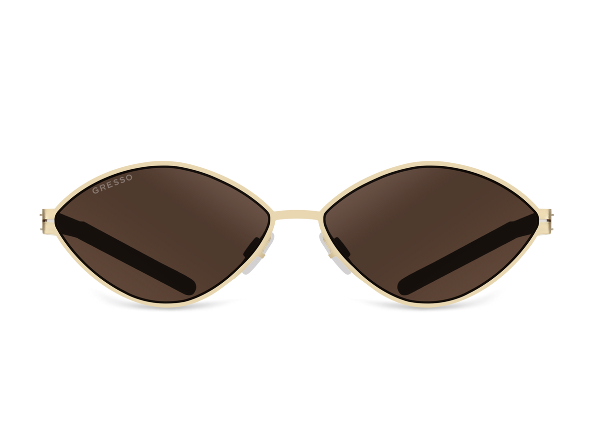 Золотые женские солнцезащитные очки GRESSO Jackie, геометрия, изготовленные из титана, с поляризационными линзами Zeiss #color_золото коричневый монолит