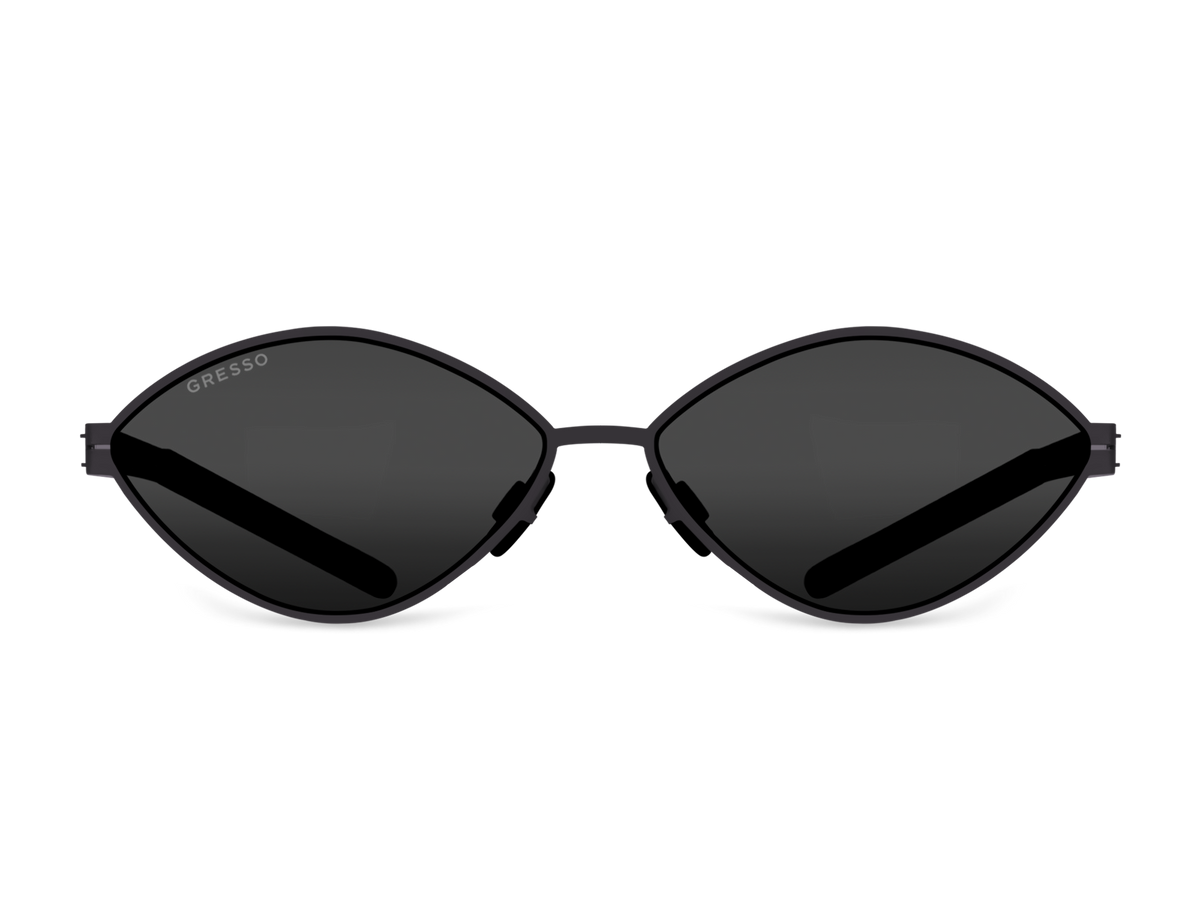 Черные женские солнцезащитные очки GRESSO Jackie, геометрия, изготовленные из титана, с поляризационными линзами Zeiss #color_серый монолит