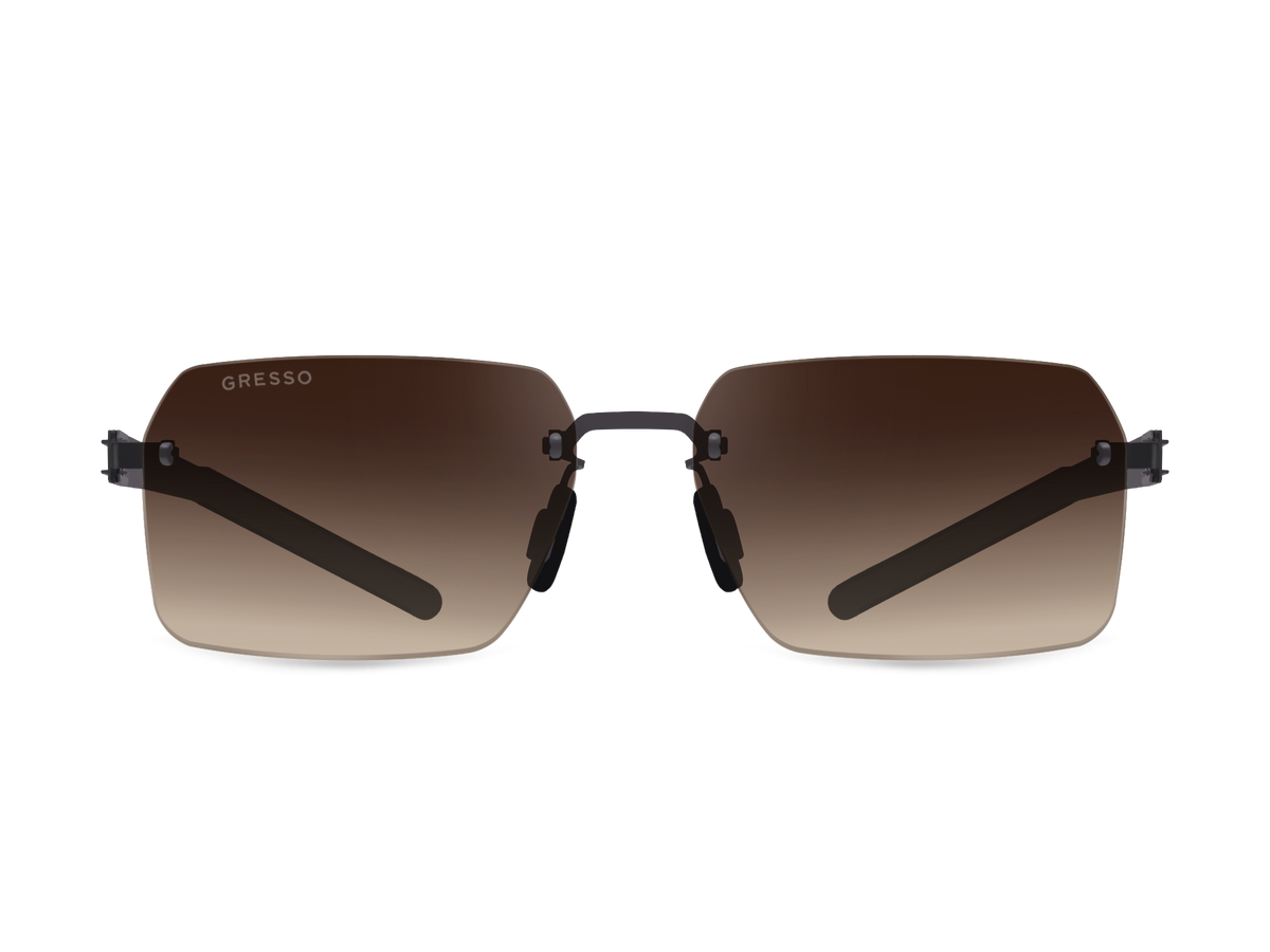 Безоправные солнцезащитные очки GRESSO Madagascar, прямоугольные, изготовленные из титана, с поляризационными линзами Zeiss #color_коричневый градиент