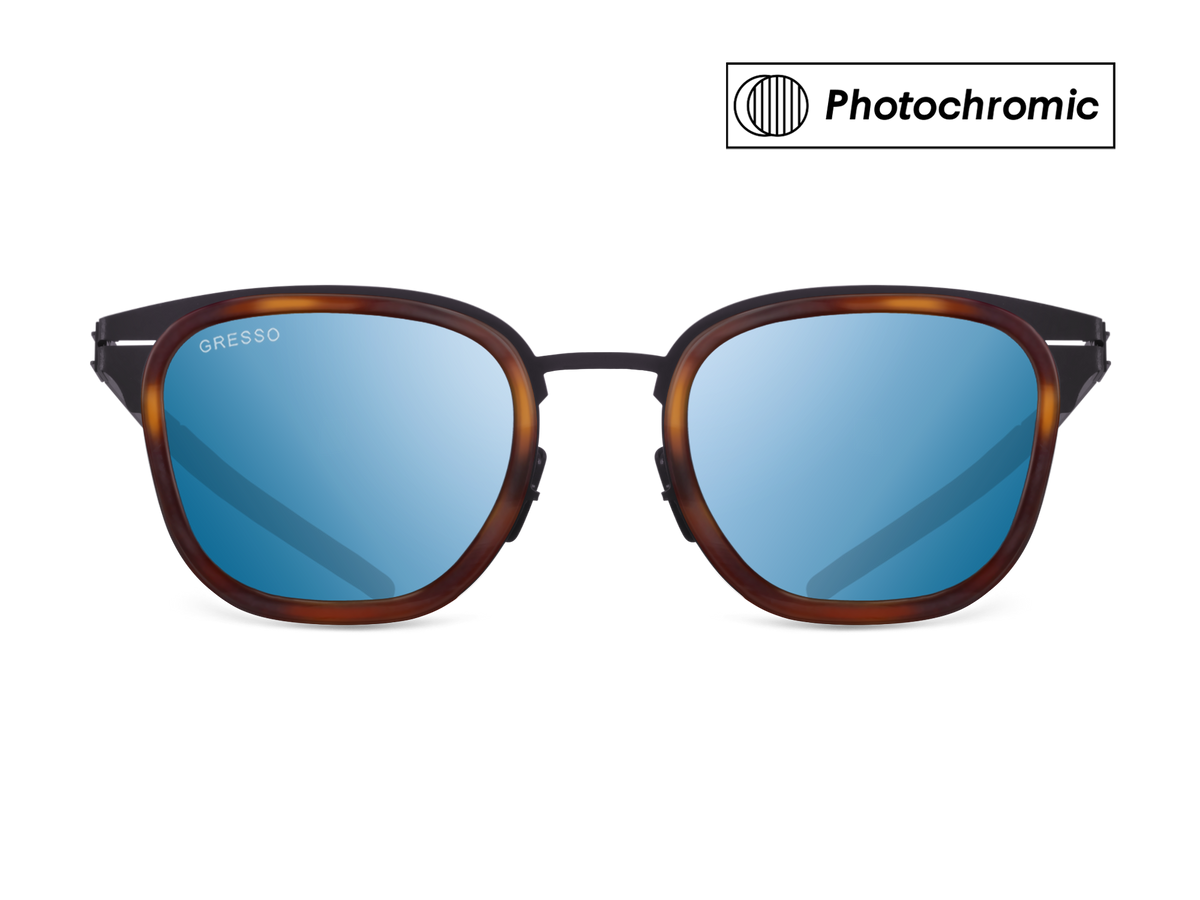 Синие мужские солнцезащитные очки-хамелеоны Monaco, вайфареры, изготовленные из титана, с фотохромными линзами Zeiss #color_синий монолит / фотохром