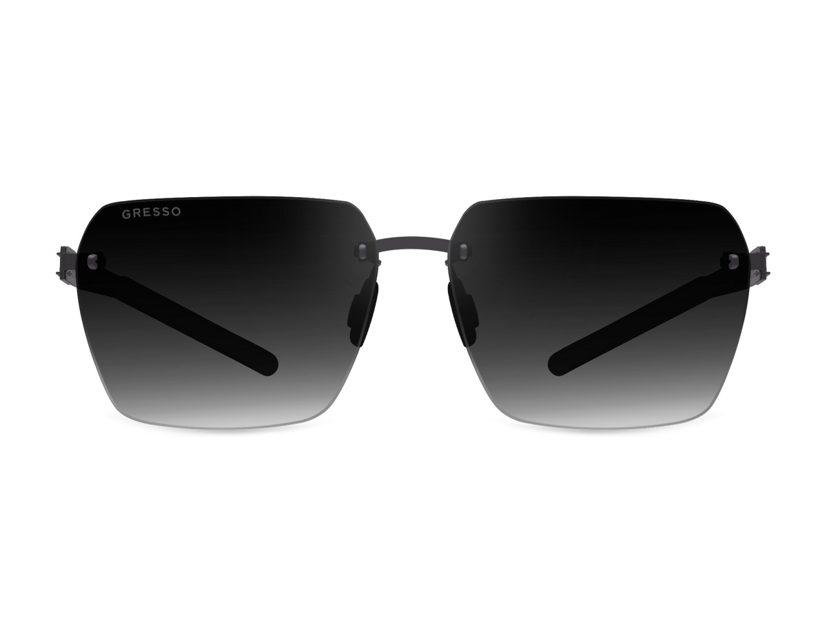 Безоправные солнцезащитные очки GRESSO Montblanc, прямоугольные, изготовленные из титана, с поляризационными линзами Zeiss #color_серый градиент