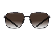 Черные мужские солнцезащитные очки GRESSO Portland в стиле авиатор, изготовленные из титана, с поляризационными линзами Zeiss #color_коричневый градиент