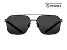 Черные мужские солнцезащитные очки GRESSO Portland в стиле авиатор, изготовленные из титана, с поляризационными линзами Zeiss #color_серый монолит / поляризация