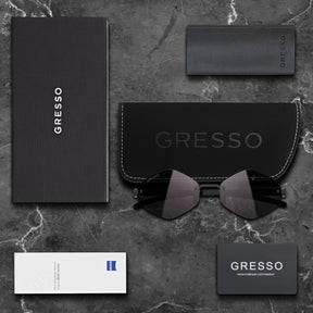 Безоправные солнцезащитные очки GRESSO Portofino, изготовленные из титана, с поляризационными линзами Zeiss