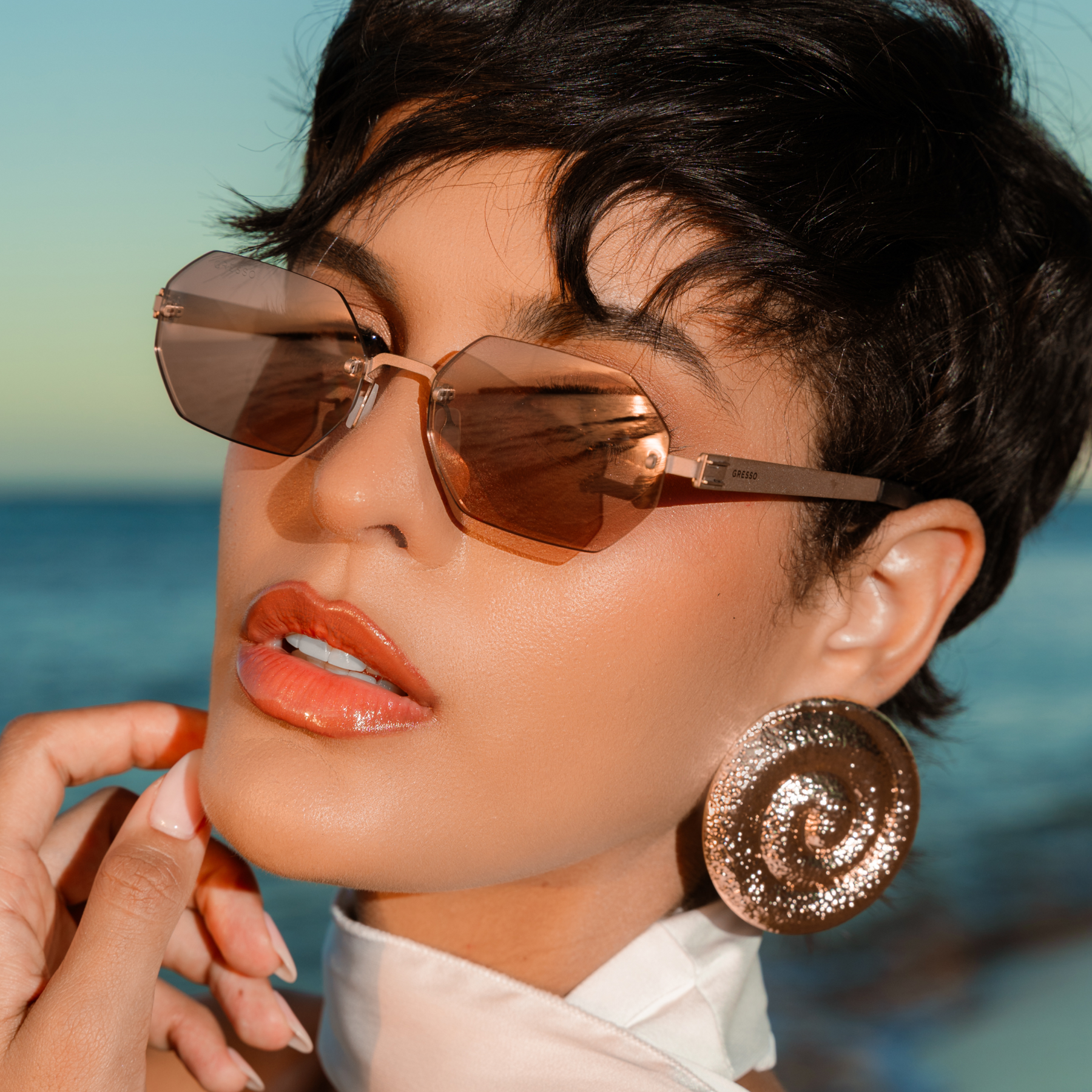 Безоправные солнцезащитные очки GRESSO Singapore, изготовленные из титана, с поляризационными линзами Zeiss 