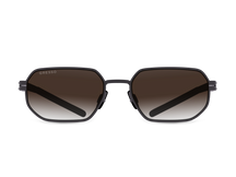 Черные мужские и женские солнцезащитные очки GRESSO Soho, геометрия, изготовленные из титана, с поляризационными линзами Zeiss #color_коричневый градиент