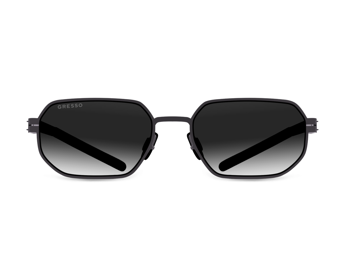 Черные мужские и женские солнцезащитные очки GRESSO Soho, геометрия, изготовленные из титана, с поляризационными линзами Zeiss #color_серый градиент