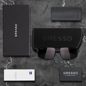 Безоправные солнцезащитные очки GRESSO Sydney, прямоугольные, изготовленные из титана, с поляризационными линзами Zeiss
