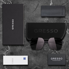 Безоправные солнцезащитные очки GRESSO Valencia, изготовленные из титана, с поляризационными линзами Zeiss